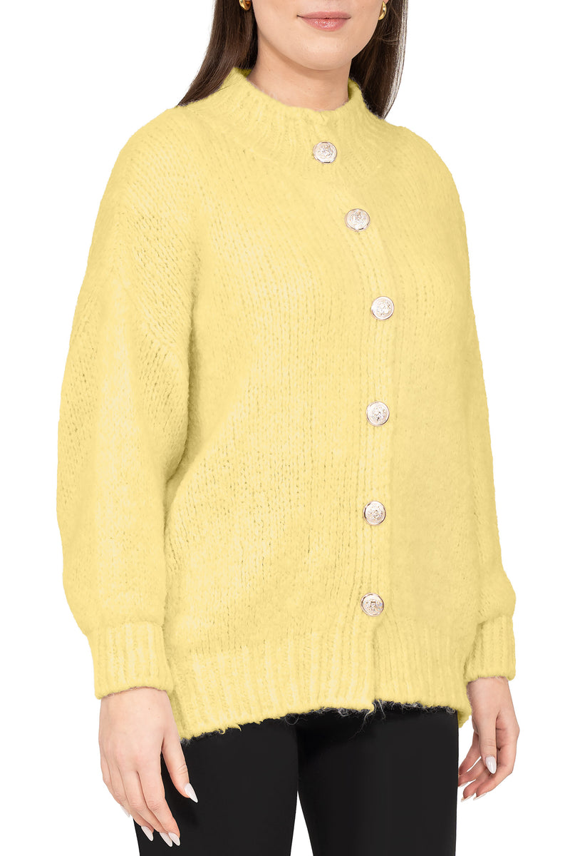 Damen Relaxed Fit Strickjacke 25RSW094 - Yellow