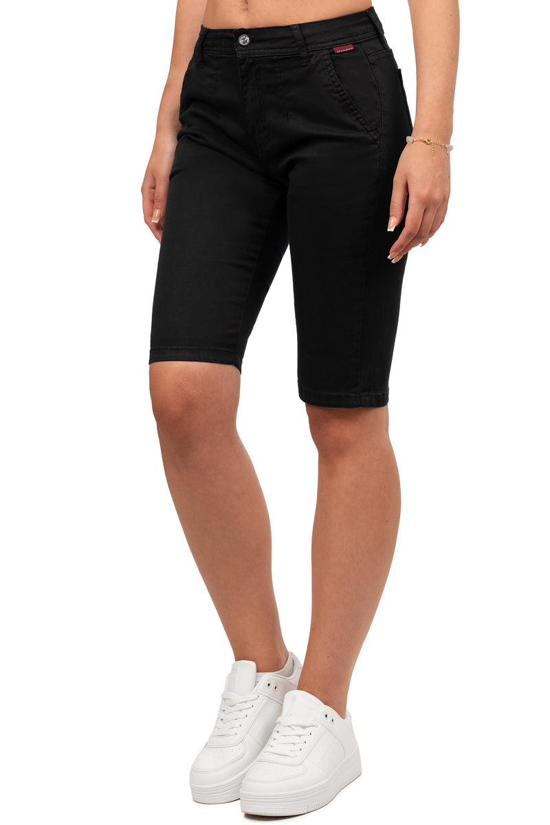 Damen Straight Fit Shorts Mid Waist WK186 - Black