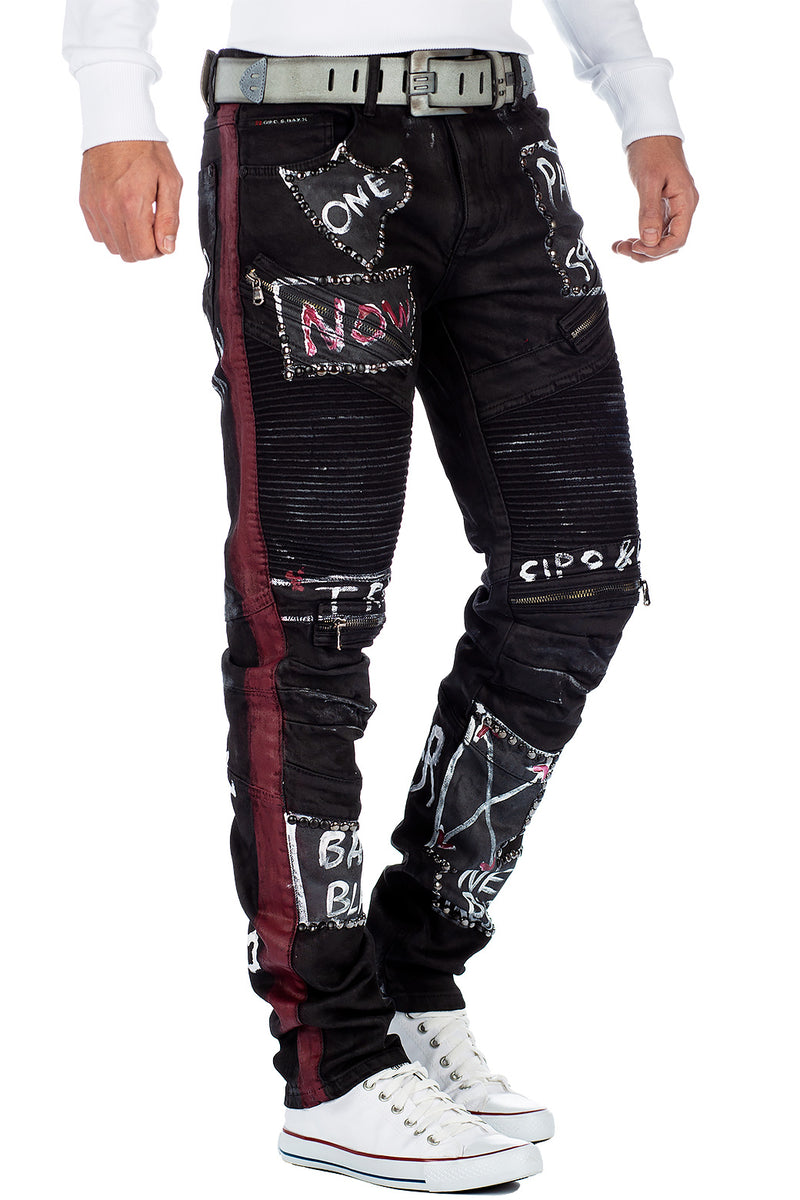 Herren Straight Fit Jeans Mid Waist CD571 - Black