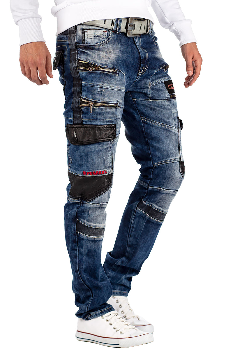 Herren Straight Fit Jeans Stonewashed CD586 - Blue