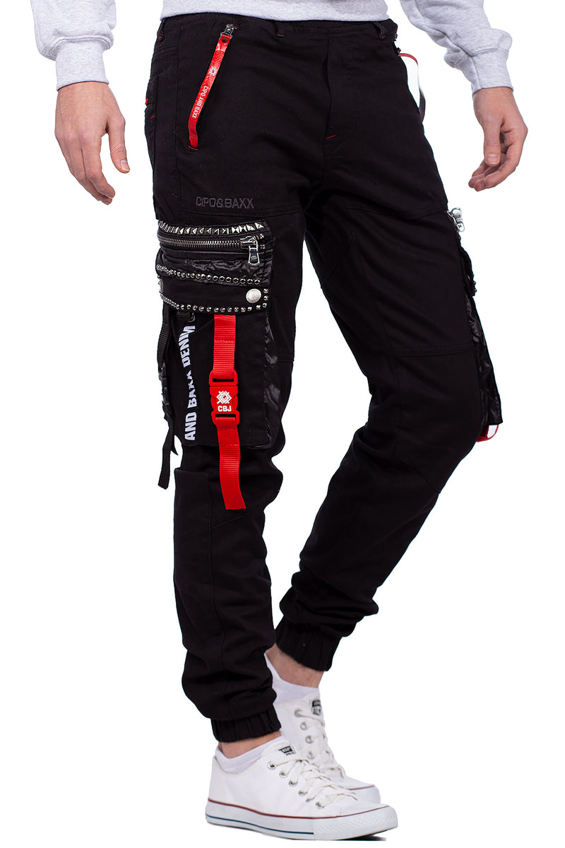 Herren Slim Fit Hose Mid Waist CR132 - Black