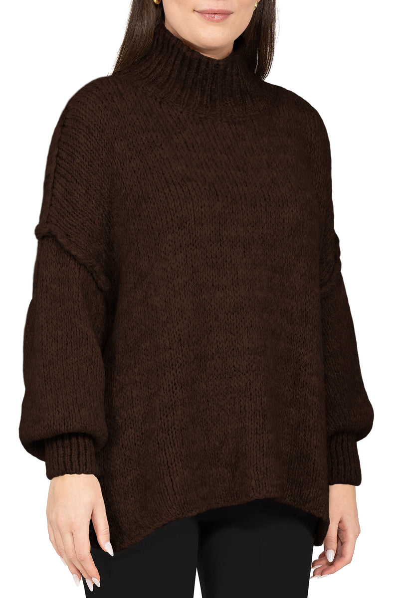 Damen Relaxed Fit Strickpullover 25RSW092 - Brown