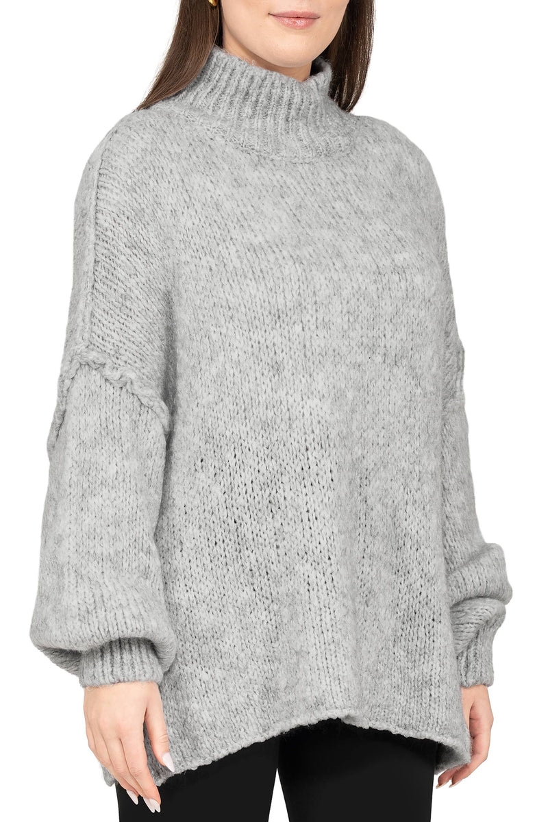 Damen Relaxed Fit Strickpullover 25RSW092 - Grey
