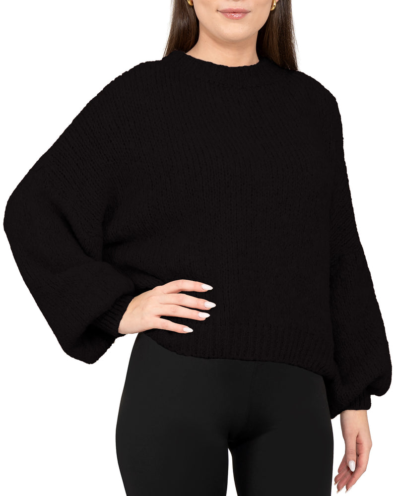 Damen Relaxed Fit Strickpullover 25RSW089 - Black