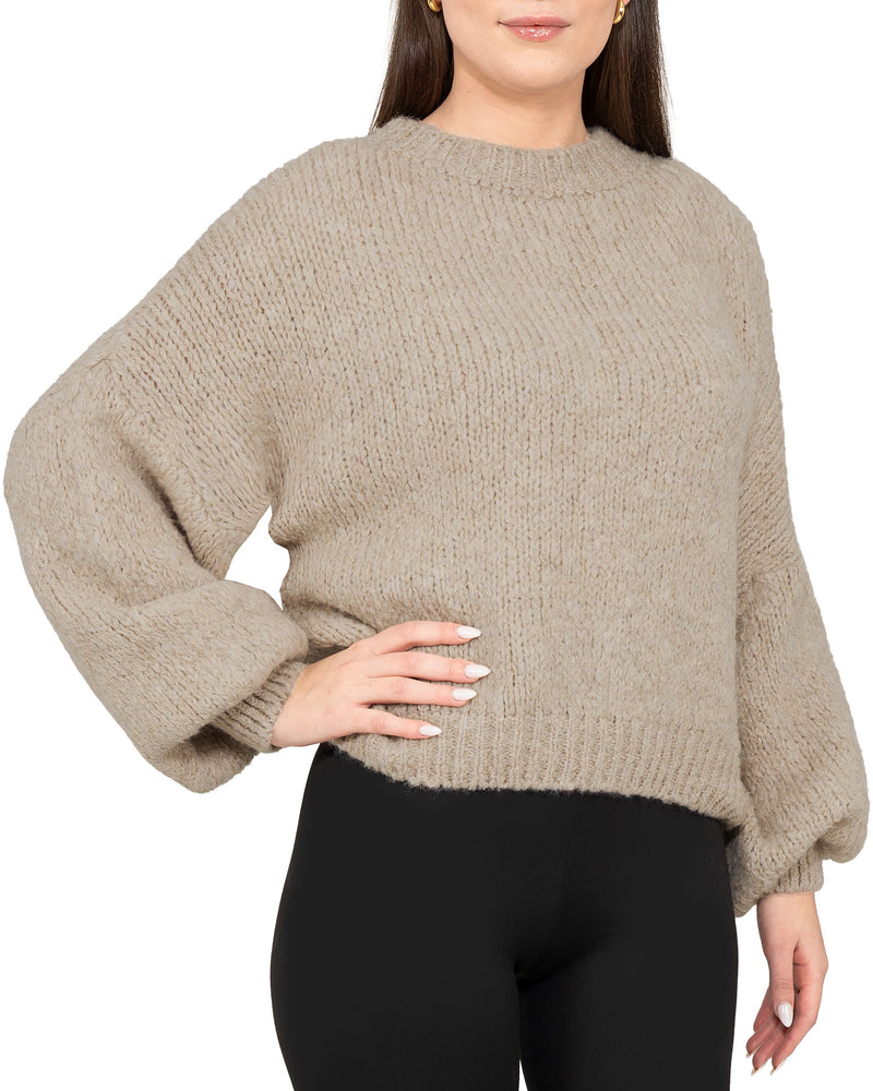 Damen Relaxed Fit Strickpullover 25RSW089 - Dark Beige