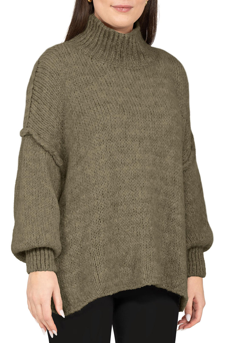 Damen Relaxed Fit Strickpullover 25RSW092 - Khaki