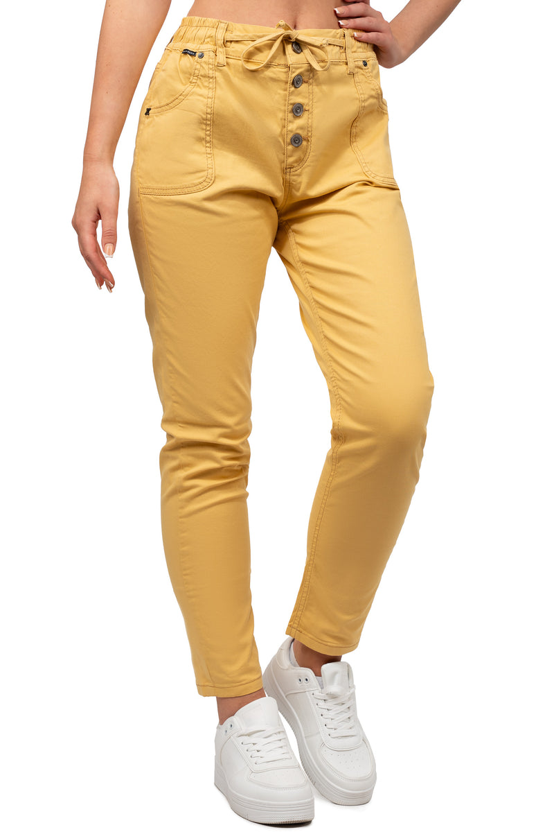 Damen Regular Fit Hose Mid Waist WD508 - Mustard