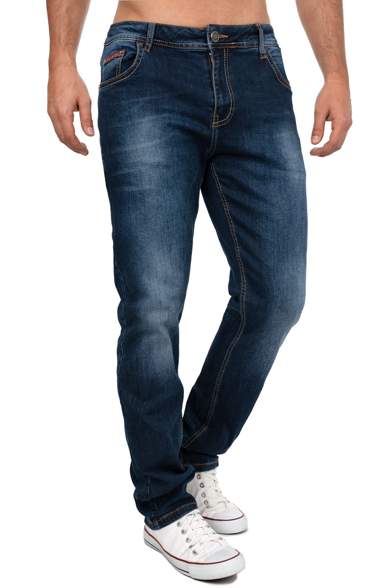 Herren Slim Fit Jeans Stonewashed CD820 - Dark Blue