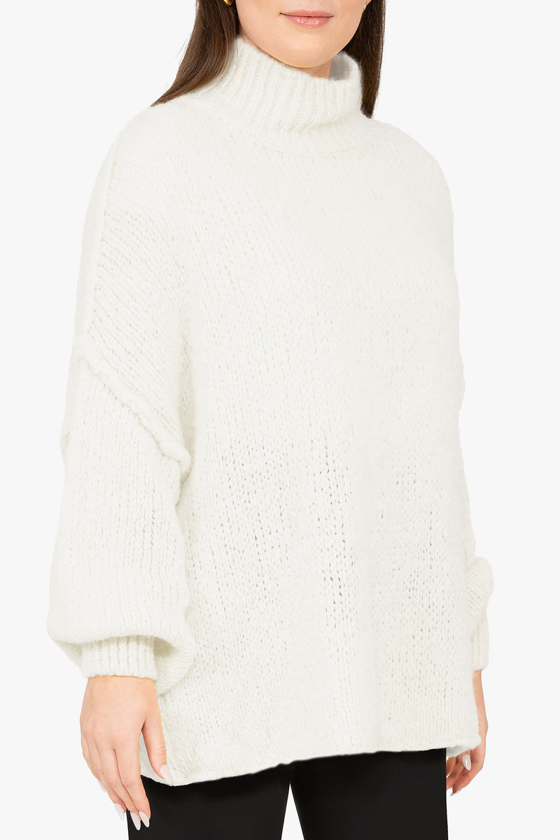 Damen Relaxed Fit Strickpullover 25RSW092 - White