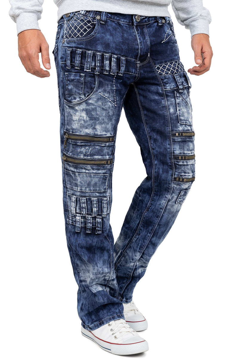 Herren Regular Fit Jeans Stonewashed KM8006 - Blue