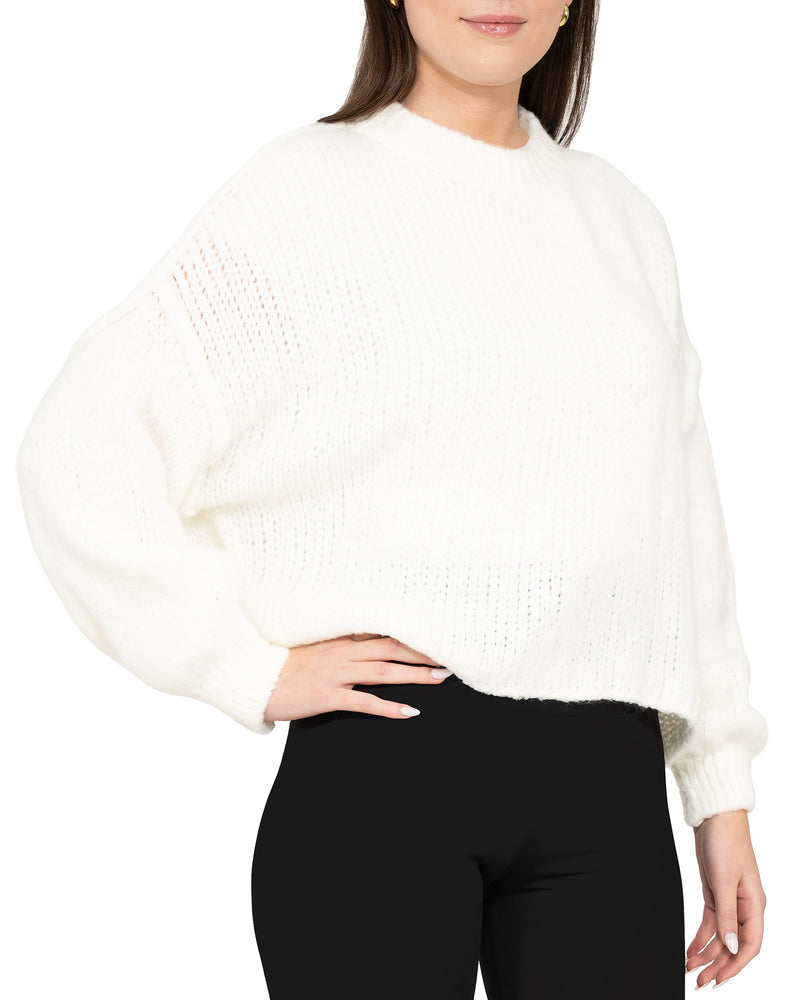 Damen Relaxed Fit Strickpullover 25RSW096 - White