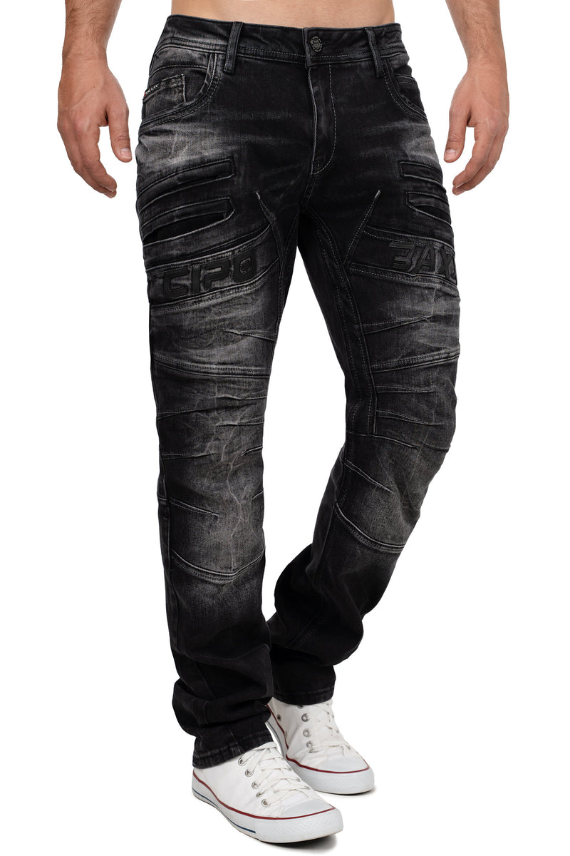 Herren Regular Fit Jeans Stonewashed CD491 - Black