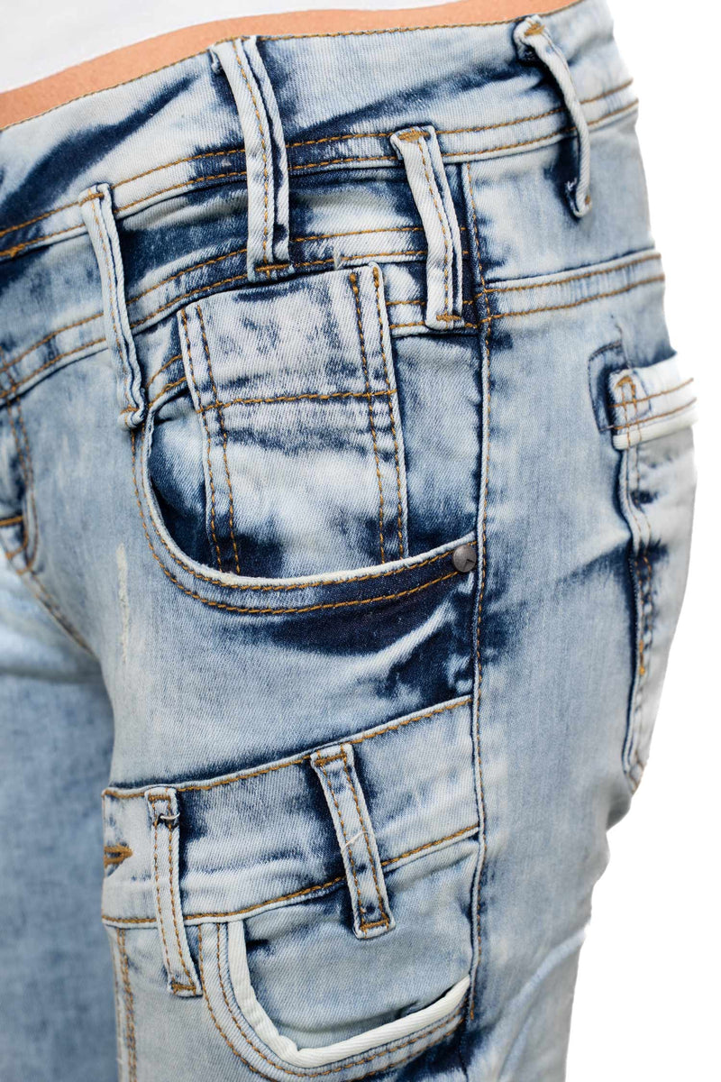 Damen Slim Fit Jeans Stonewashed WD216 - Blue