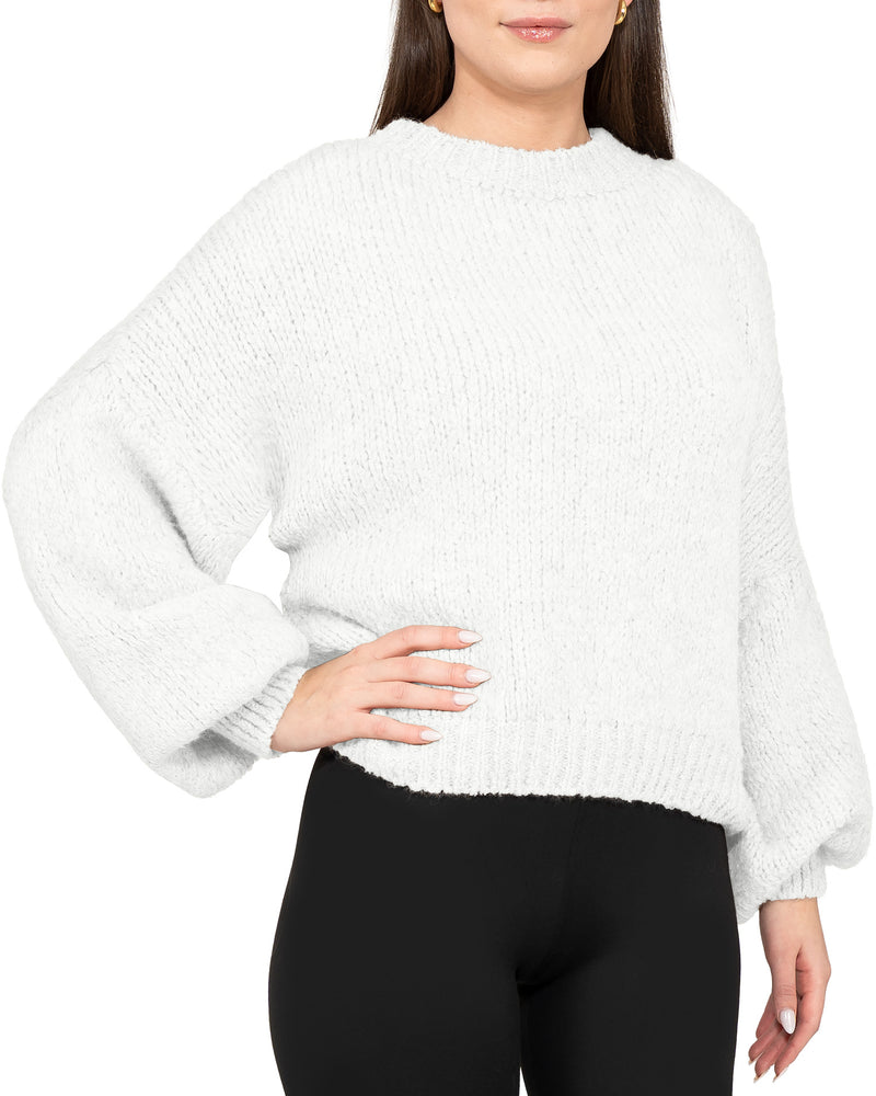 Damen Relaxed Fit Strickpullover 25RSW089 - White