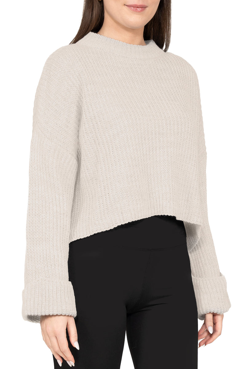 Damen Relaxed Fit Strickpullover 25RSW093 - Beige