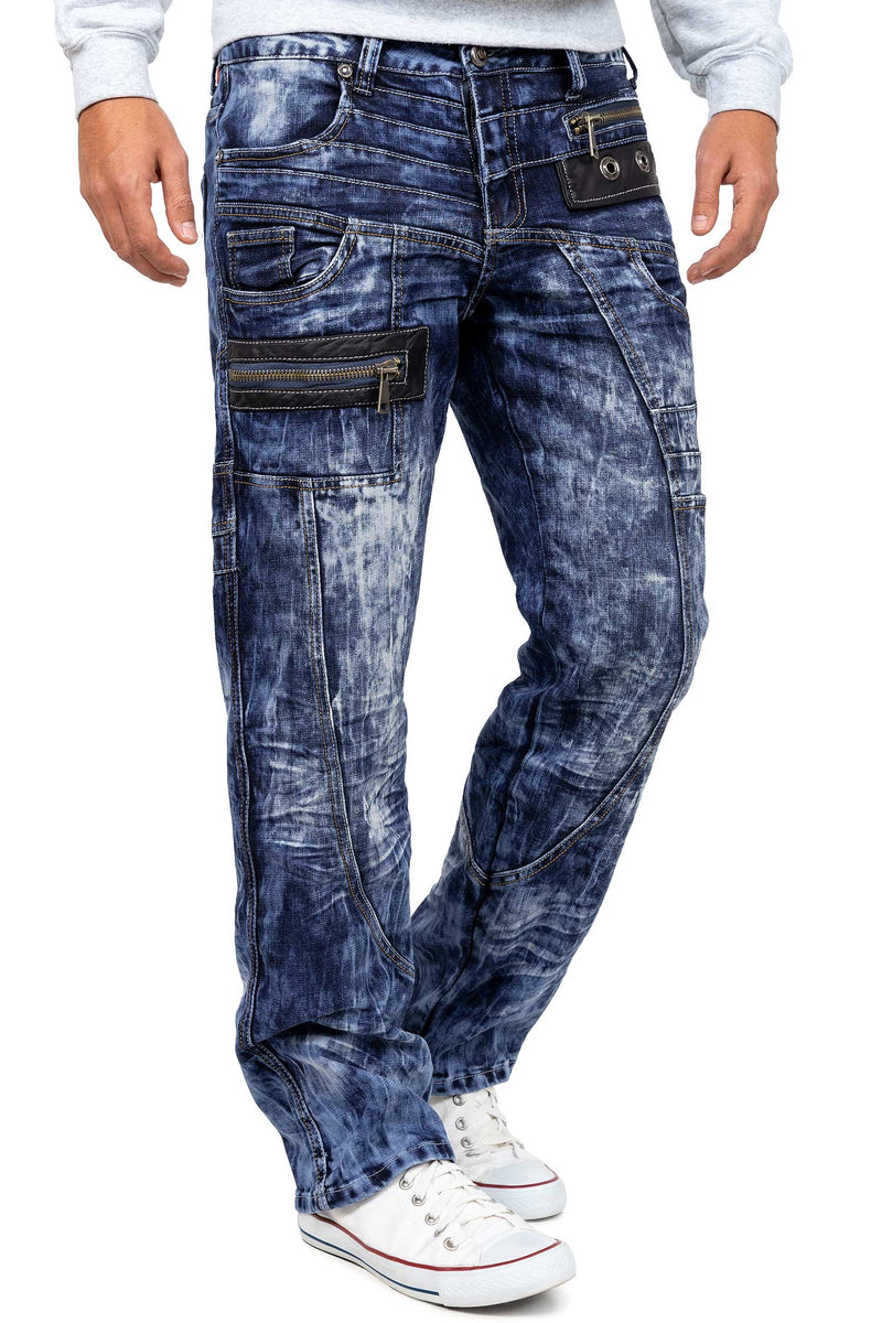 Herren Regular Fit Jeans Stonewashed KM012 - Blue