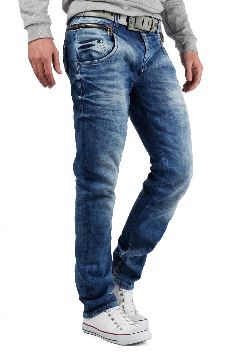 Herren Slim Fit Jeans Stonewashed CD394 - Blue