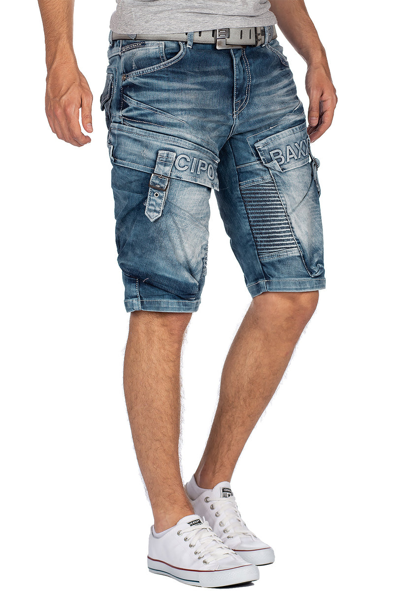 Herren Regular Fit Shorts Stonewashed CK189 - Blue