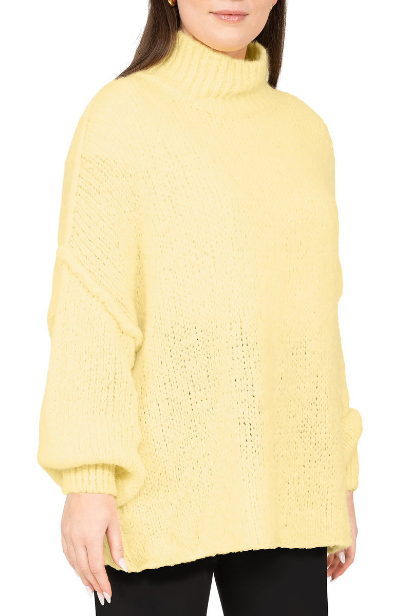 Damen Relaxed Fit Strickpullover 25RSW092 - Yellow