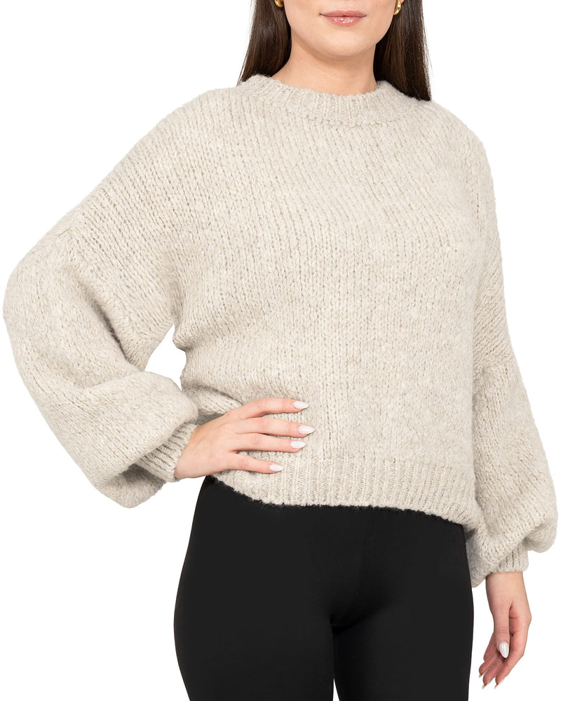 Damen Relaxed Fit Strickpullover 25RSW089 - Beige