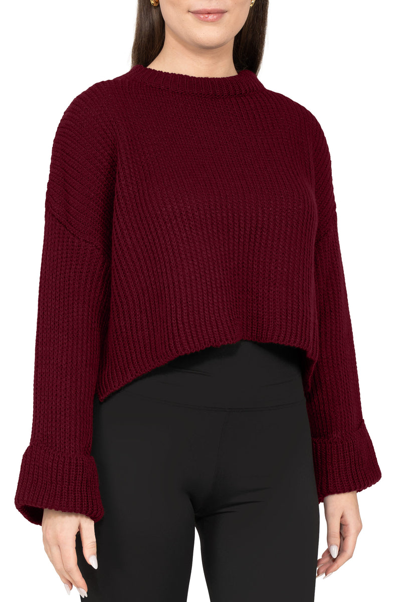 Damen Relaxed Fit Strickpullover 25RSW093 - Bordeaux