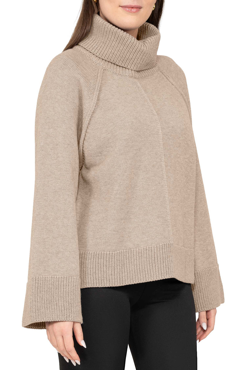 Damen Relaxed Fit Rollkragenpullover 25RSW097 - Beige
