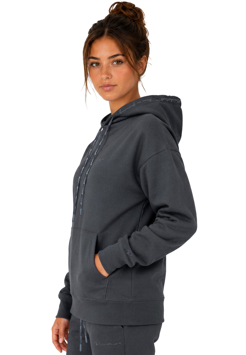 Damen Relaxed Fit Hoodie Marken-Stick 23RSW038 - Anthracite