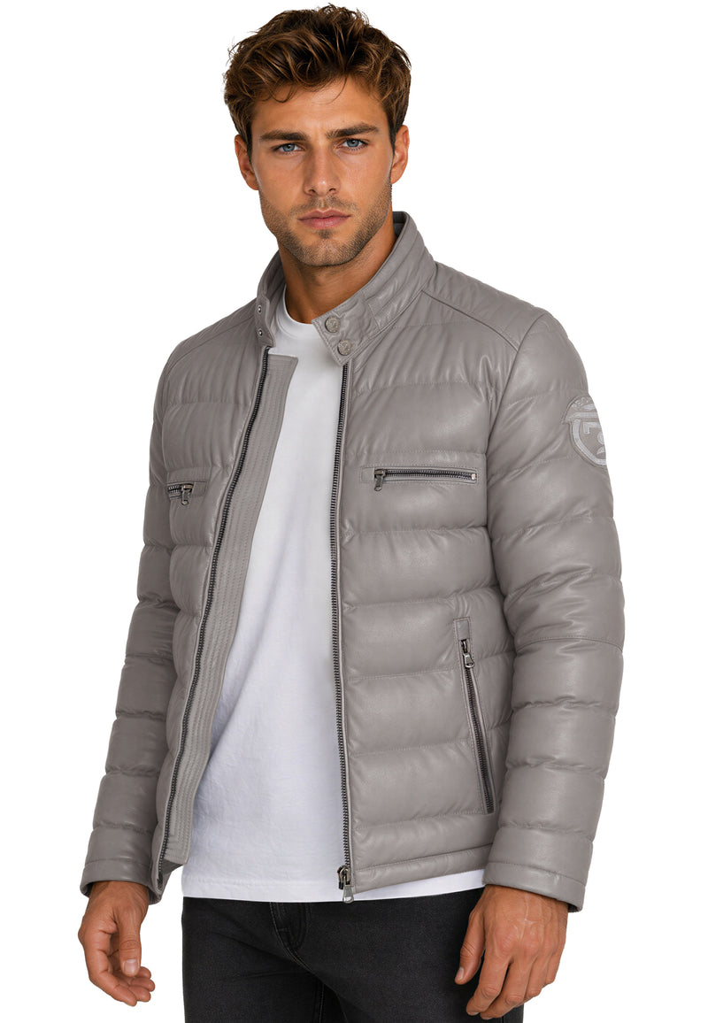 Herren Regular Fit Jacke Echtleder 19RS016 - Grey