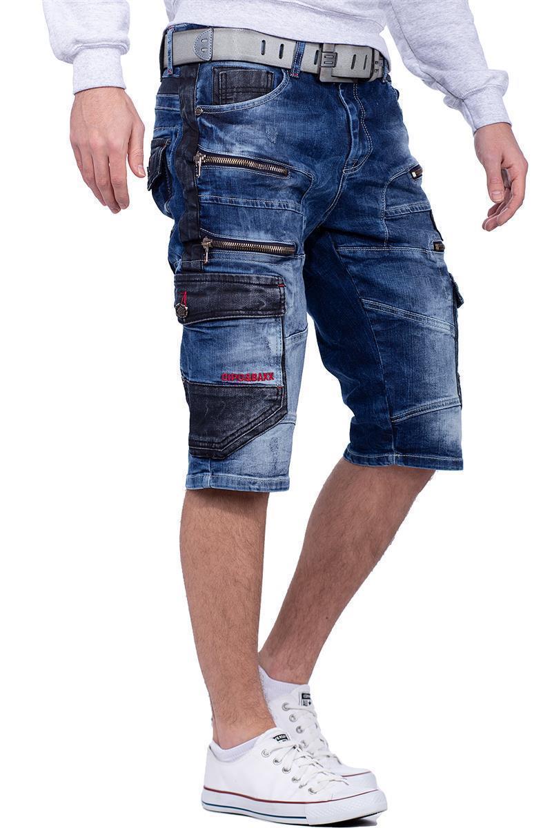 Herren Regular Fit Shorts Stonewashed CK234 - Blue