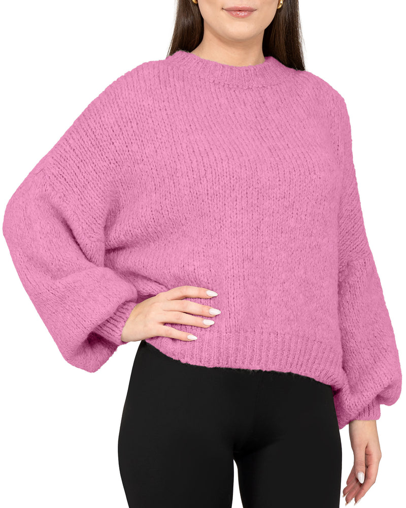 Damen Relaxed Fit Strickpullover 25RSW089 - Pink
