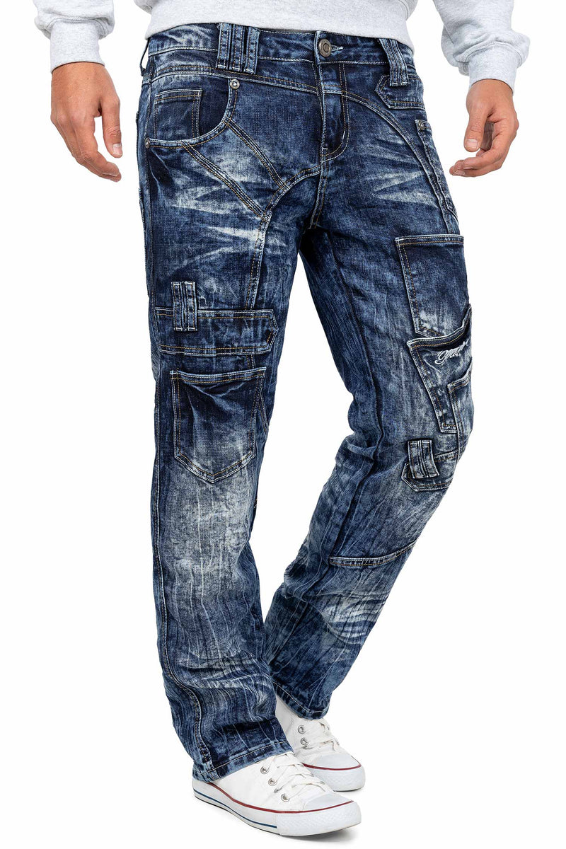 Herren Regular Fit Jeans Stonewashed KM070 - Blue