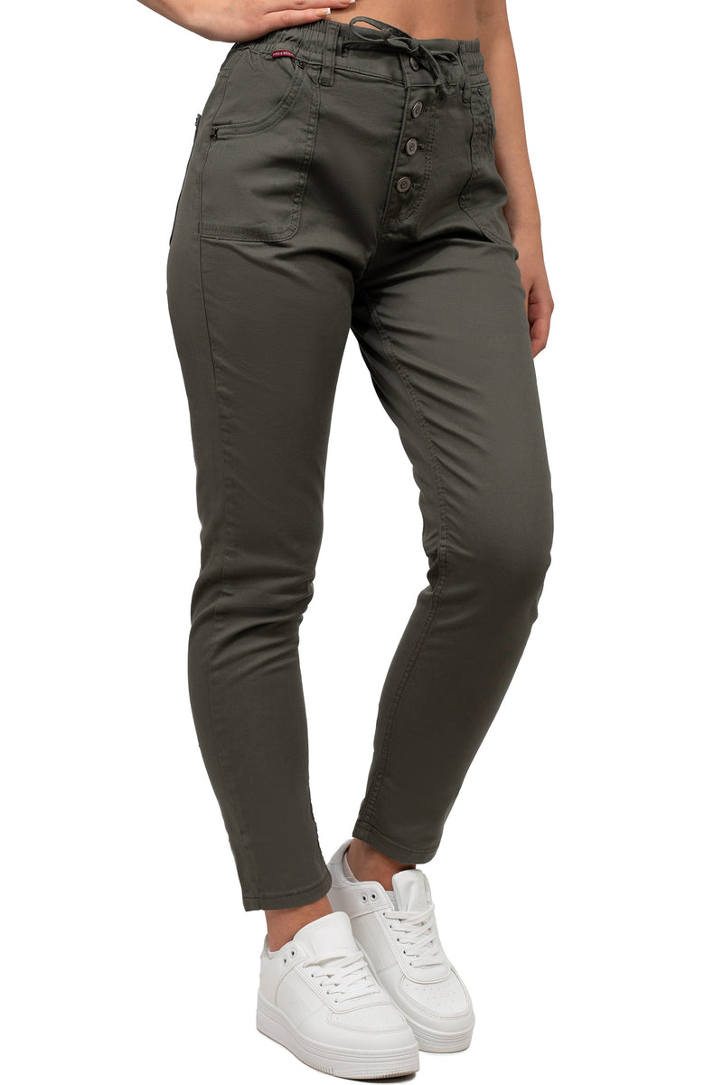 Damen Regular Fit Hose Mid Waist WD508 - Khaki