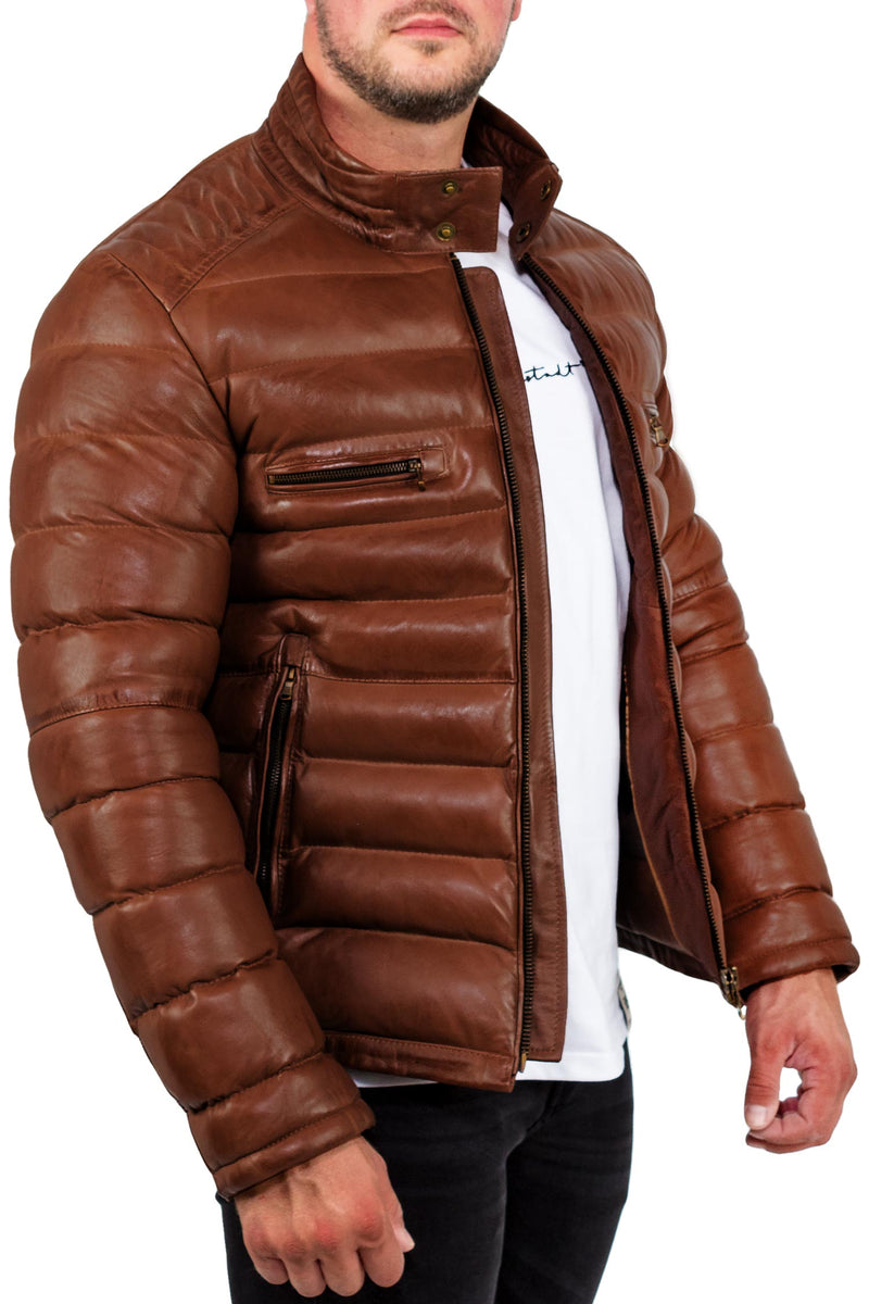Reichstadt Herren Regular Fit Lederjacke Cognac (Modell 19RS016) - Ansicht 4