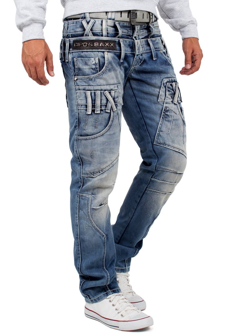 Herren Regular Fit Jeans Stonewashed CD466 - Blue