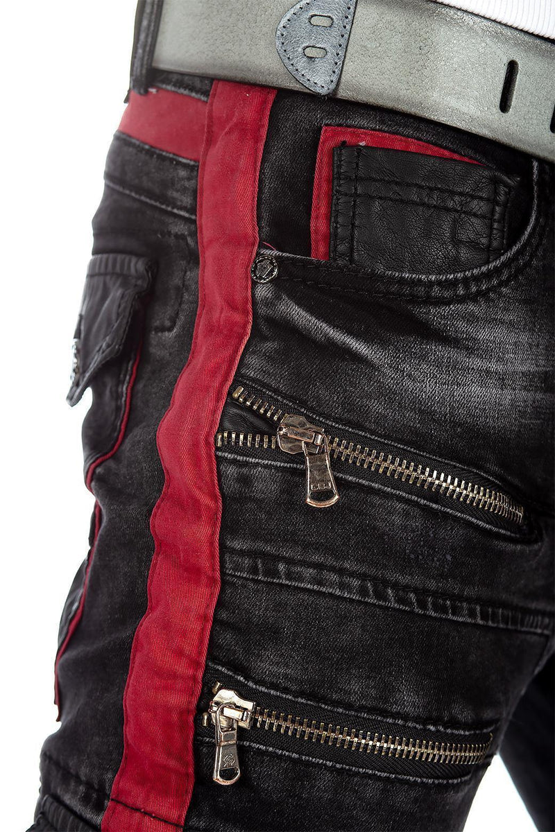 Herren Straight Fit Jeans Stonewashed CD561 - Black