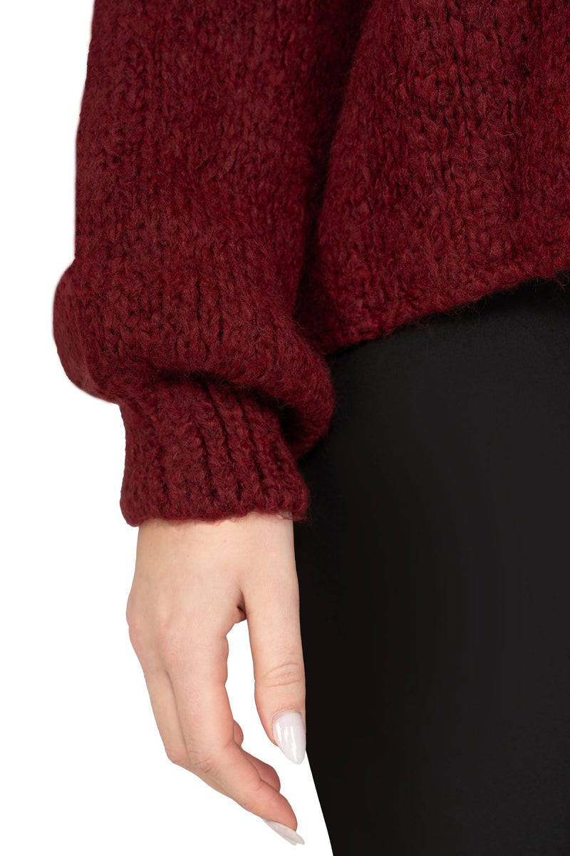 Damen Relaxed Fit Strickpullover 25RSW096 - Bordeaux
