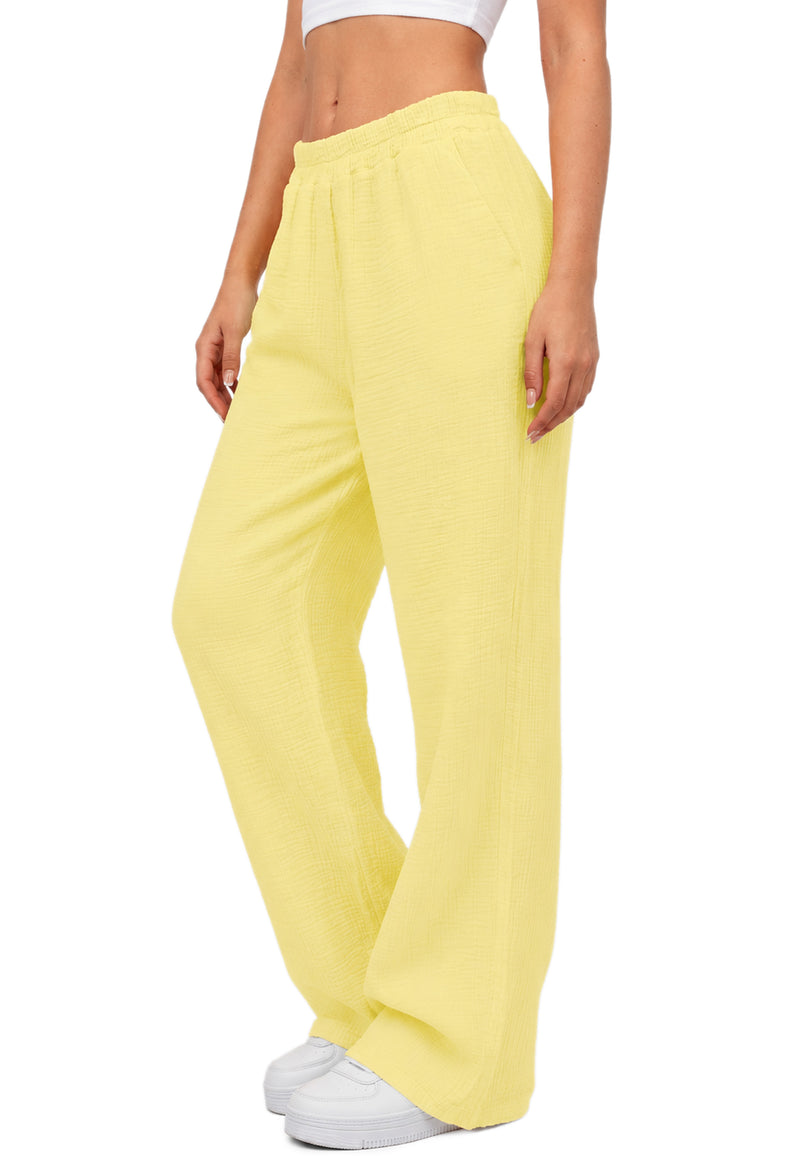 Damen Oversized Hose Musselin 25RSW082 - Yellow