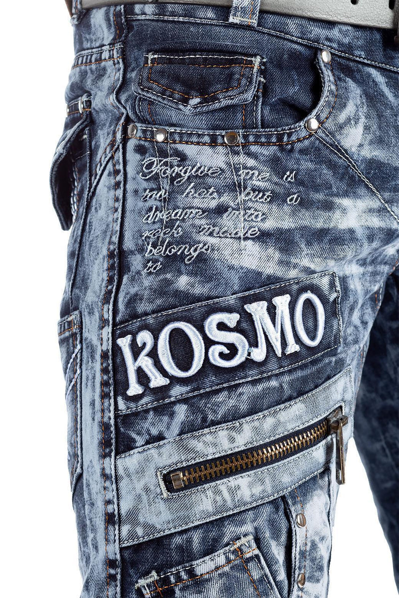 Herren Regular Fit Jeans Stonewashed KM051 - Blue