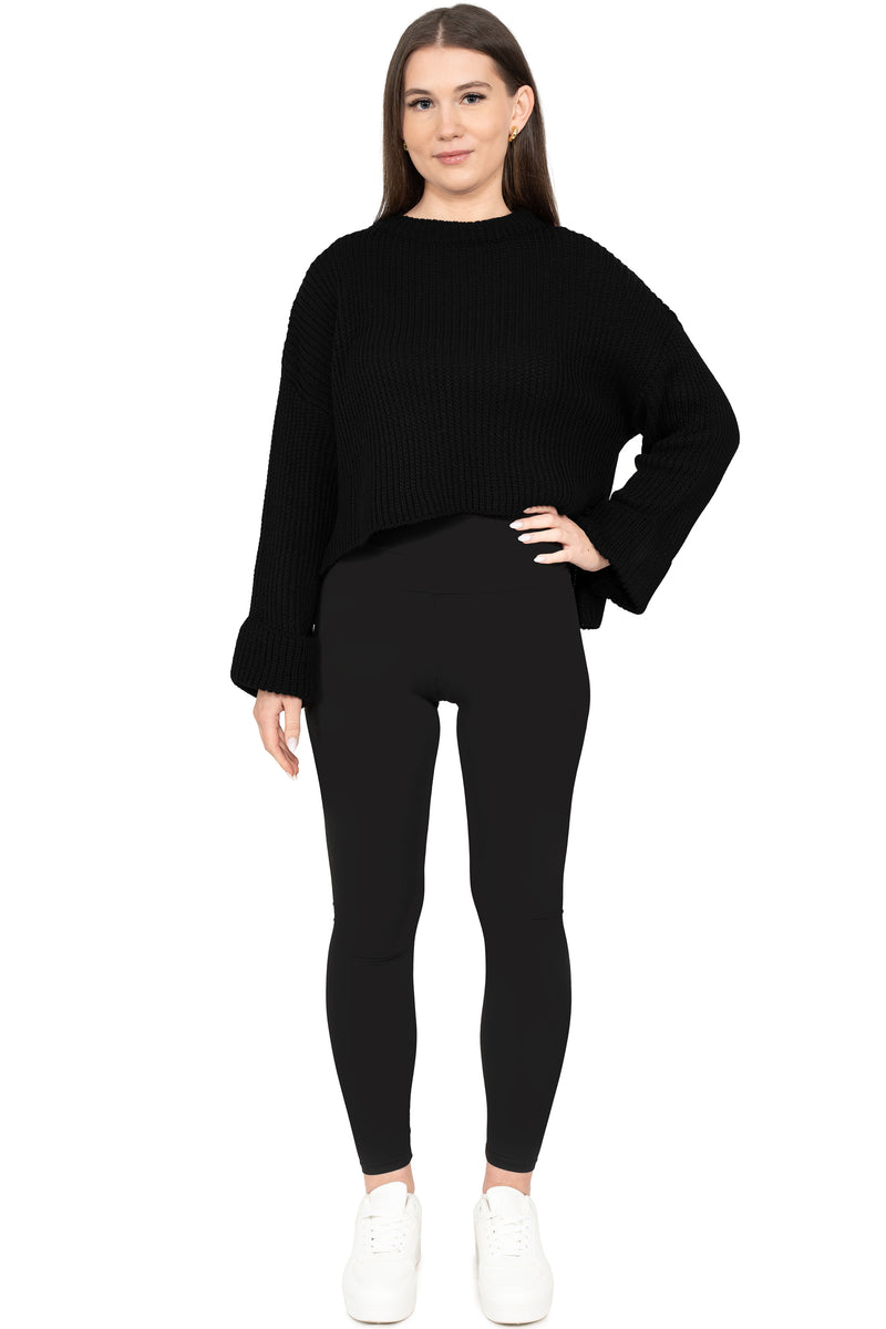 Damen Relaxed Fit Strickpullover 25RSW093 - Black