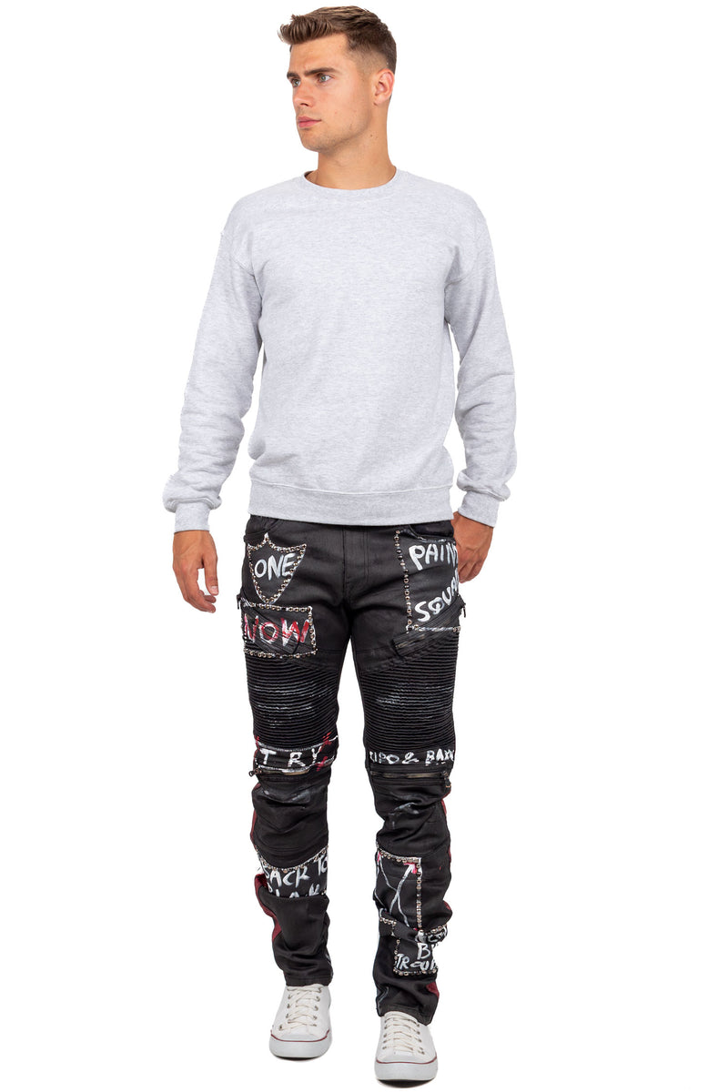 Herren Straight Fit Jeans Mid Waist CD571 - Black