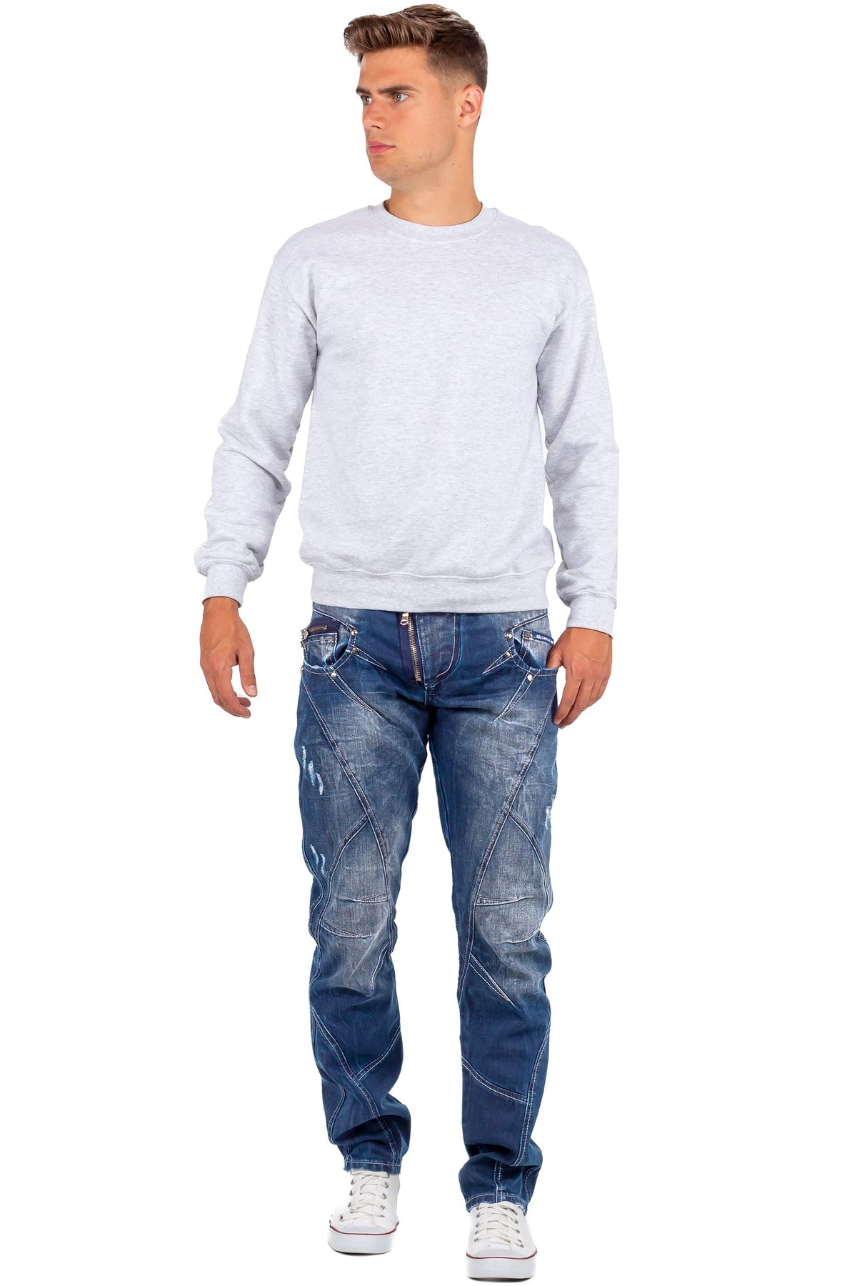 Herren Regular Fit Jeans Stonewashed in Blue – Cipo & Baxx – Ansicht 5