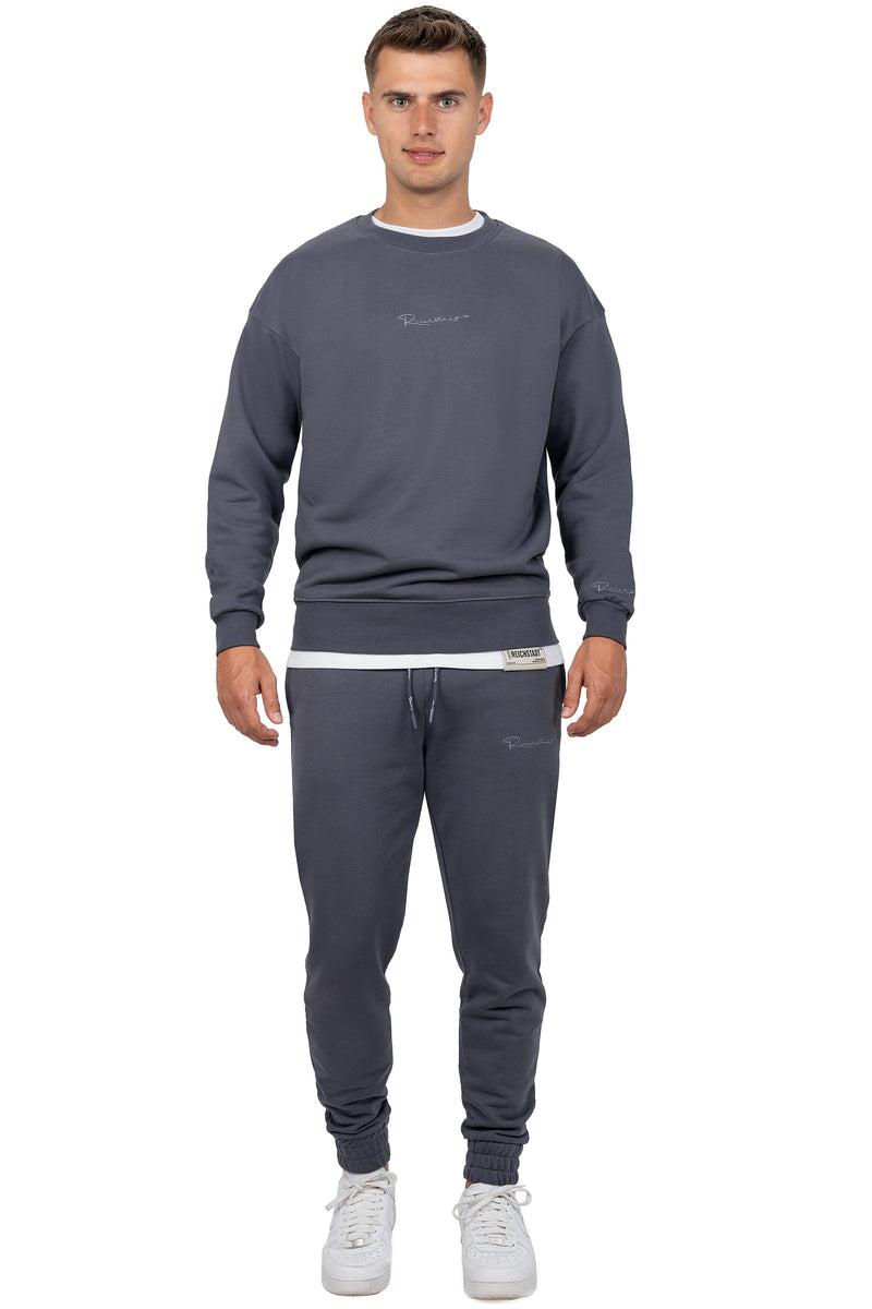 Herren Regular Fit Pullover Logo-Stitching 23RS037 - Anthracite