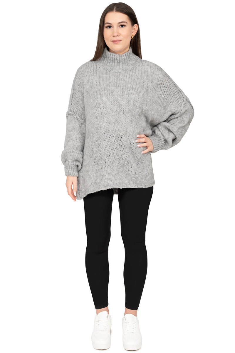 Damen Relaxed Fit Strickpullover 25RSW092 - Grey