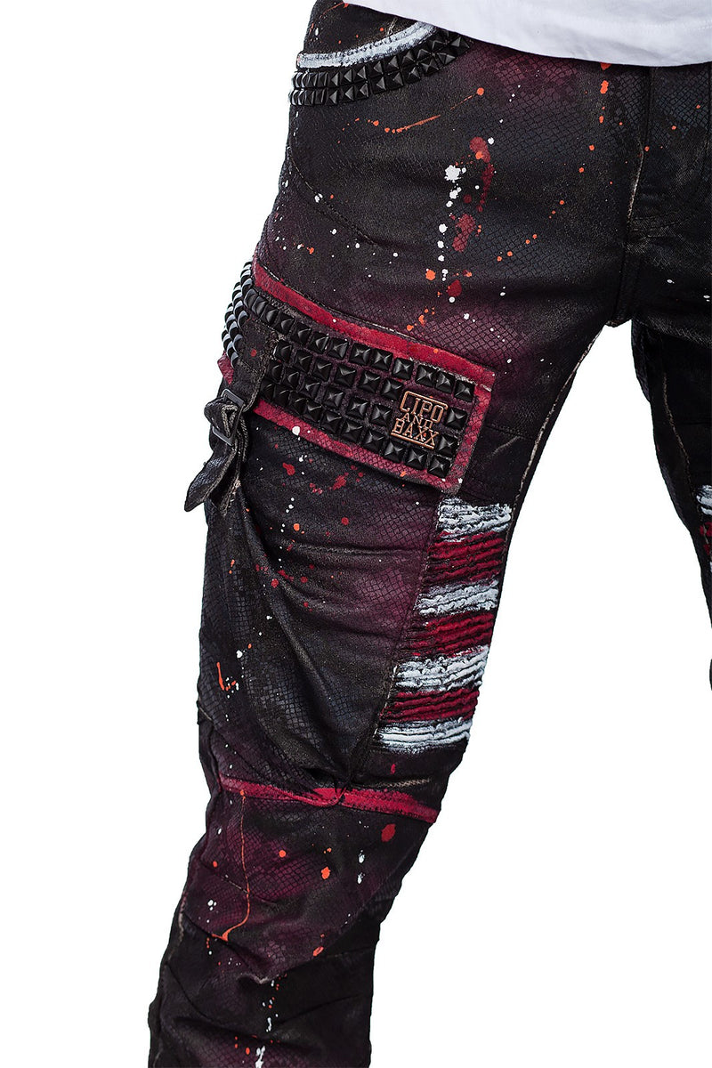 Herren Straight Fit Jeans Mid Waist CD636 - Bordeaux