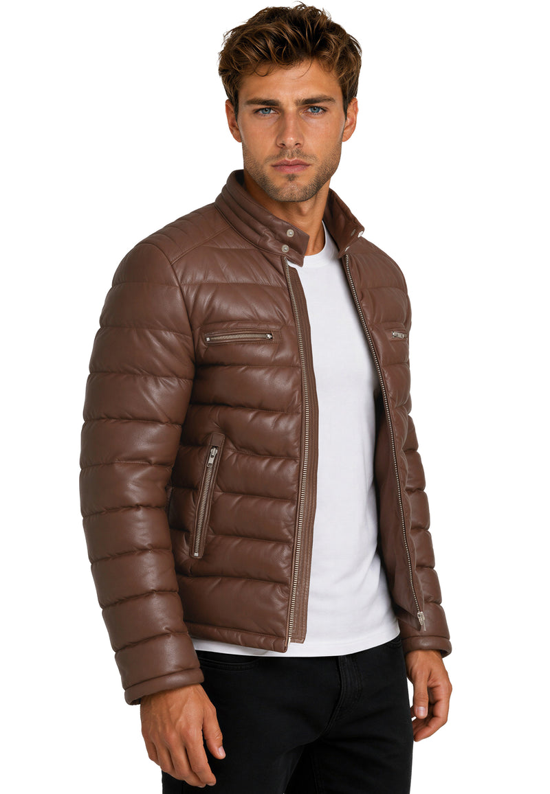 Herren Regular Fit Jacke Echtleder 19RS016 - Cognac