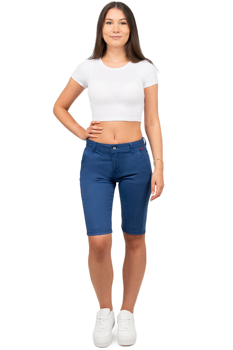 Damen Straight Fit Shorts Mid Waist WK186 - Navy Blue