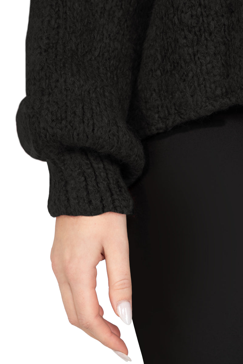 Damen Relaxed Fit Strickpullover 25RSW096 - Black