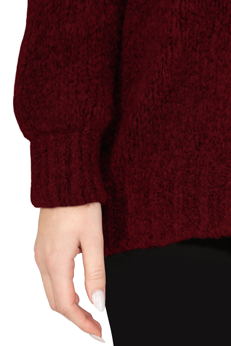 Damen Relaxed Fit Strickjacke 25RSW094 - Bordeaux