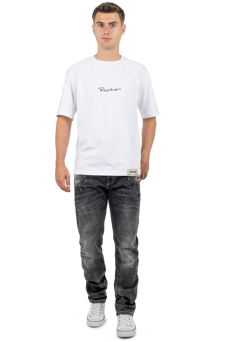 Herren Straight Fit Jeans Stonewashed CD719 - Black