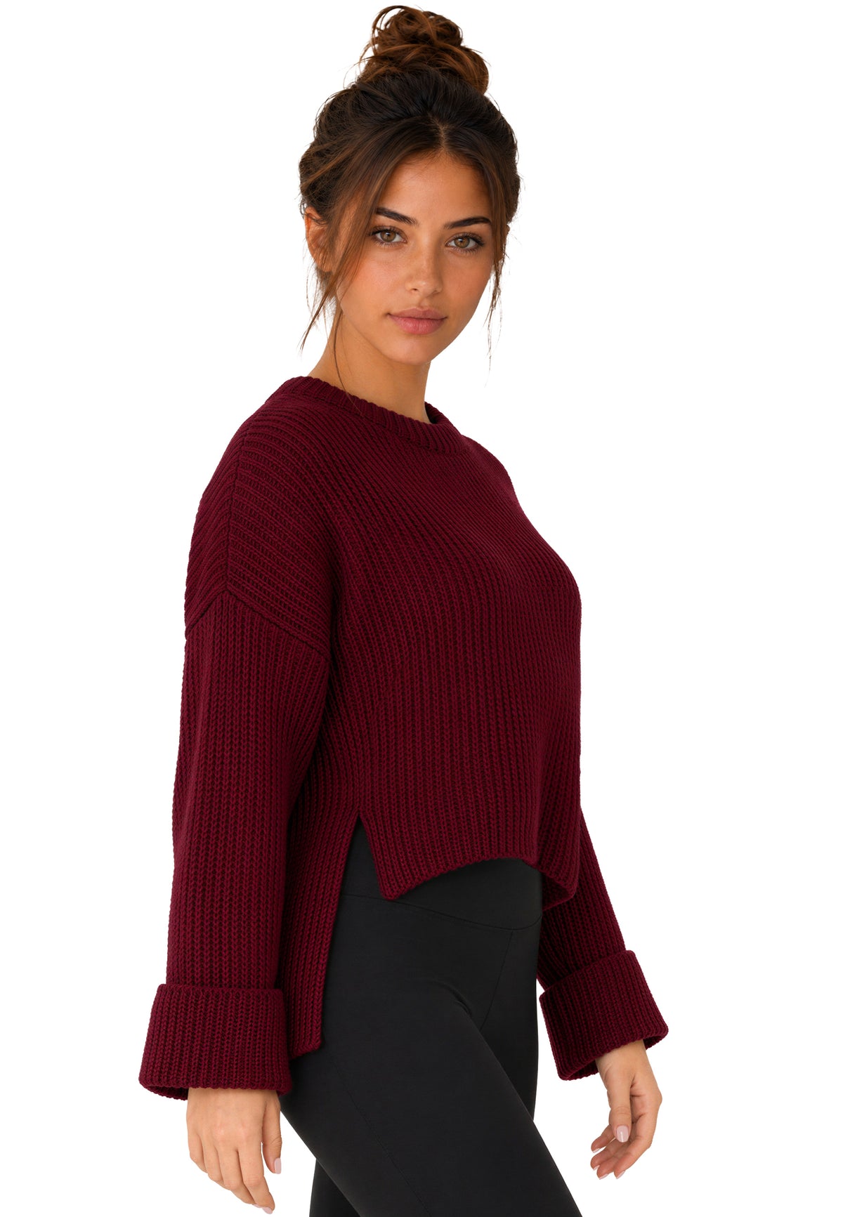 Damen Relaxed Fit Strickpullover 25RSW093 - Bordeaux